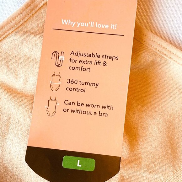 Shapermint Essentials All Day Every Day Scoop Neck Bodysuit L Nude NWT 95001 - Picture 4 of 8